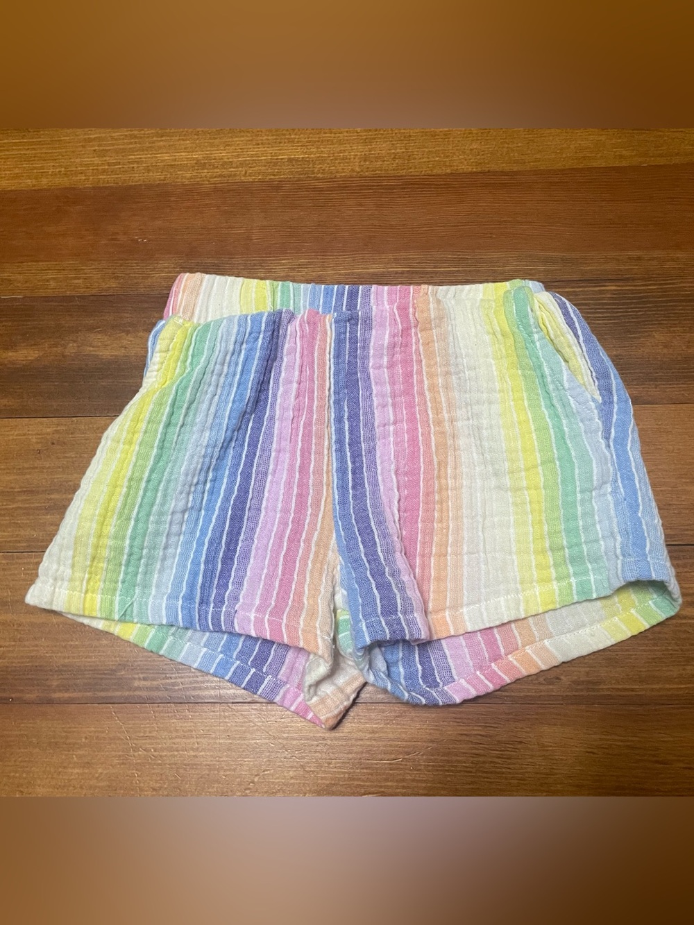 GAP Pastel Rainbow Stripe Muslin Cotton Shorts Size 5T